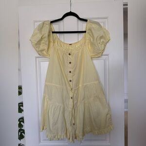 Free People Yellow Puff Sleeve Romper